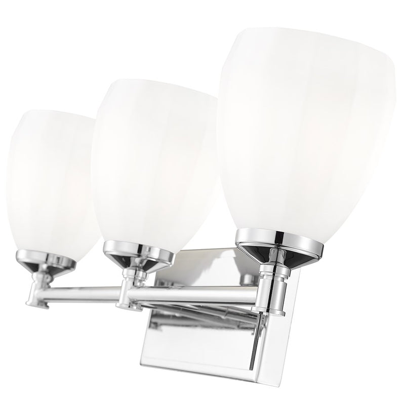 Z-Lite Oren 3 Light Vanity, Chrome /Matte Opal