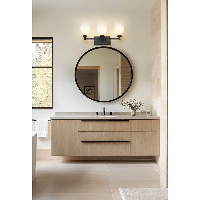 Z-Lite Oren 3 Light Vanity, Matte Black/Matte Opal