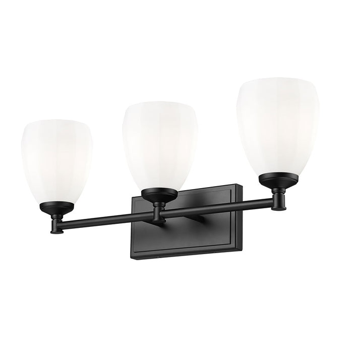 Z-Lite Oren 3 Light Vanity, Matte Black/Matte Opal