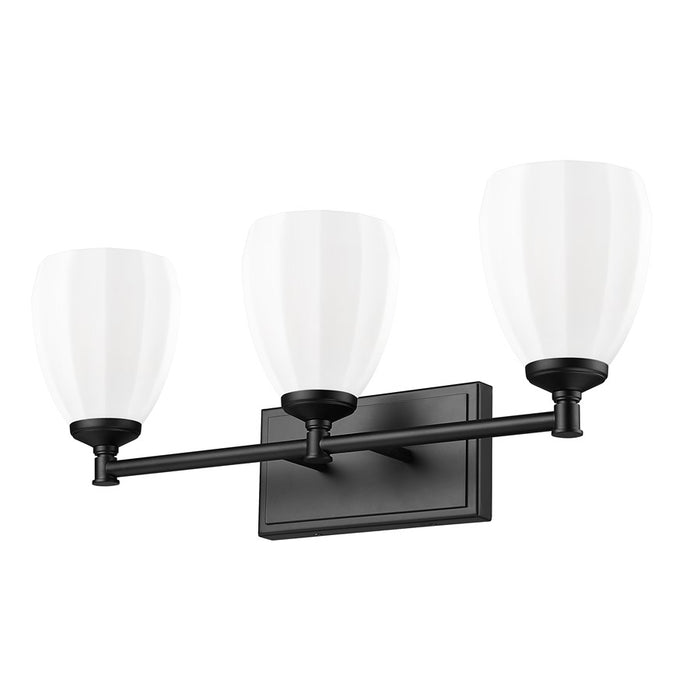 Z-Lite Oren 3 Light Vanity, Matte Black/Matte Opal