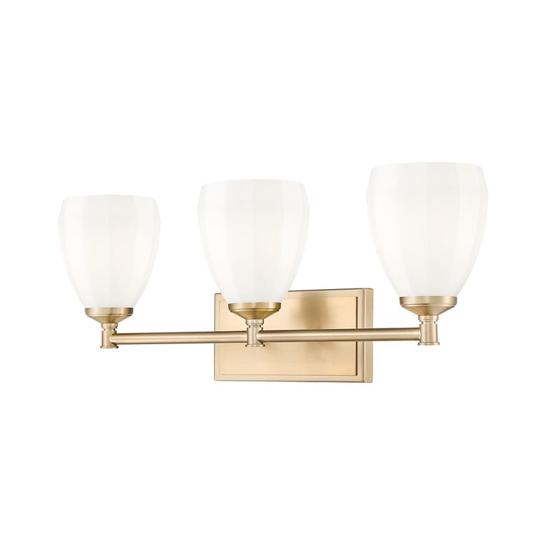 Z-Lite Oren 3 Light Vanity, Modern Gold/Matte Opal - 7004-3V-MGLD