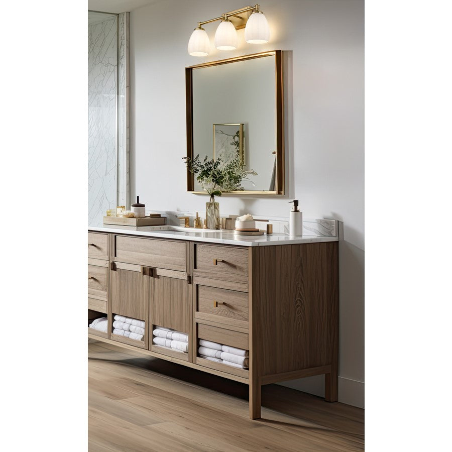 Z-Lite Oren 3 Light Vanity, Modern Gold/Matte Opal
