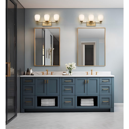 Z-Lite Oren 3 Light Vanity, Modern Gold/Matte Opal