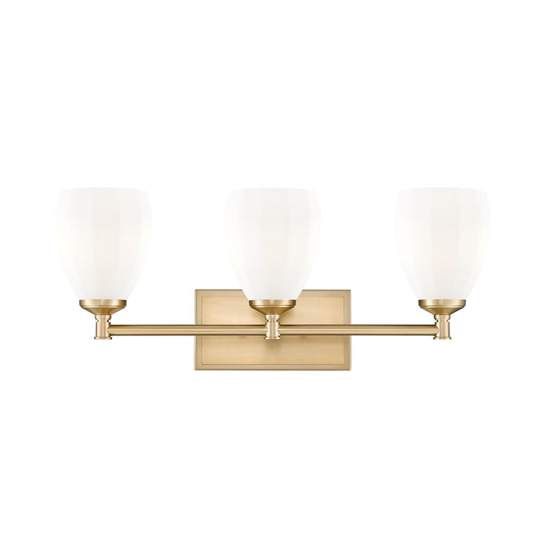 Z-Lite Oren 3 Light Vanity, Modern Gold/Matte Opal