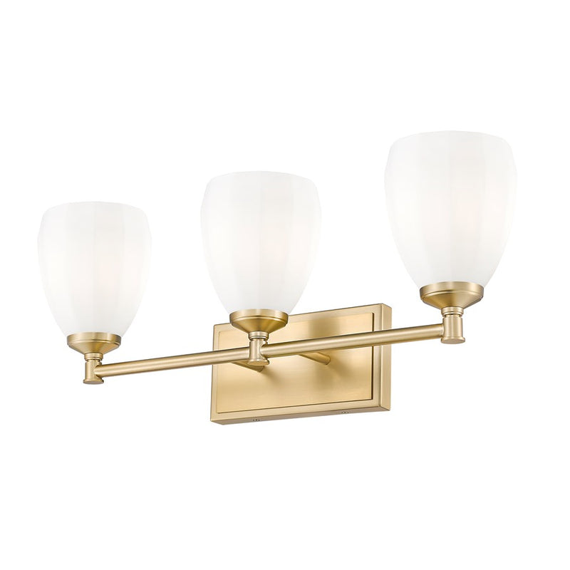 Z-Lite Oren 3 Light Vanity, Modern Gold/Matte Opal