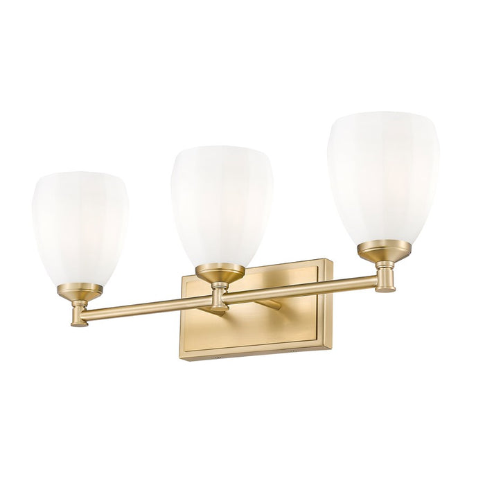 Z-Lite Oren 3 Light Vanity, Modern Gold/Matte Opal