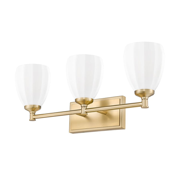 Z-Lite Oren 3 Light Vanity, Modern Gold/Matte Opal