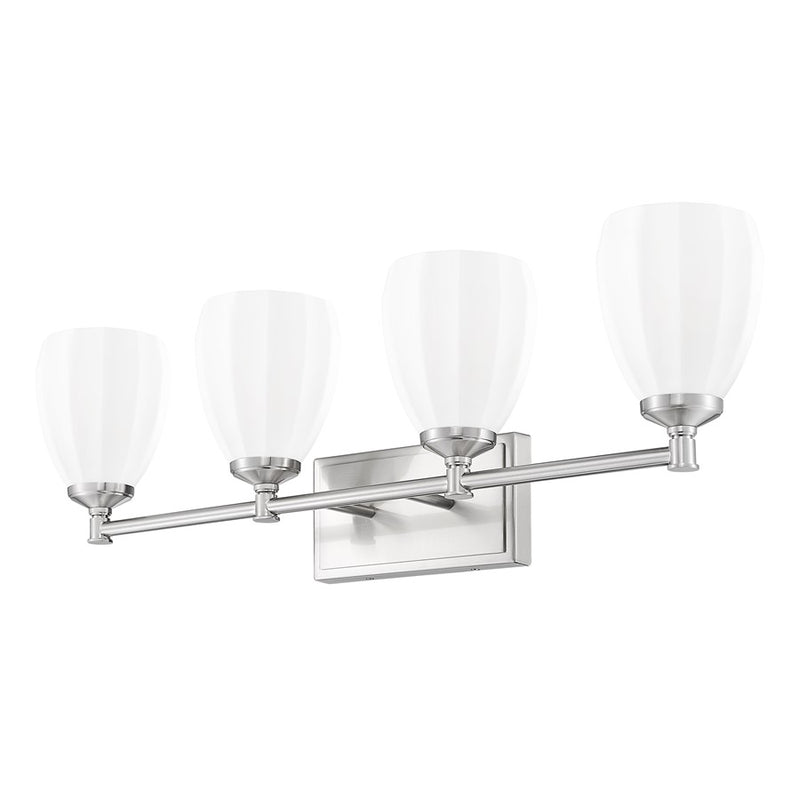 Z-Lite Oren 4 Light Vanity, Brushed Nickel/Matte Opal