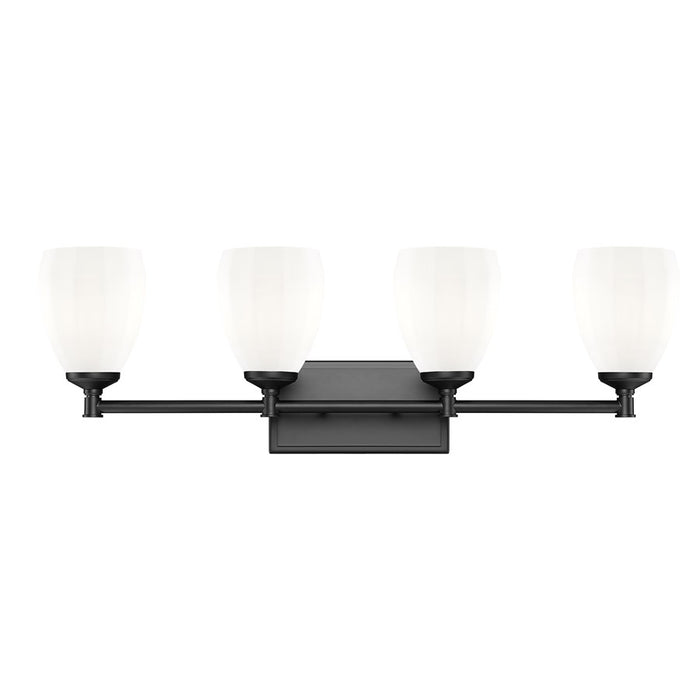 Z-Lite Oren 4 Light Vanity, Matte Black/Matte Opal