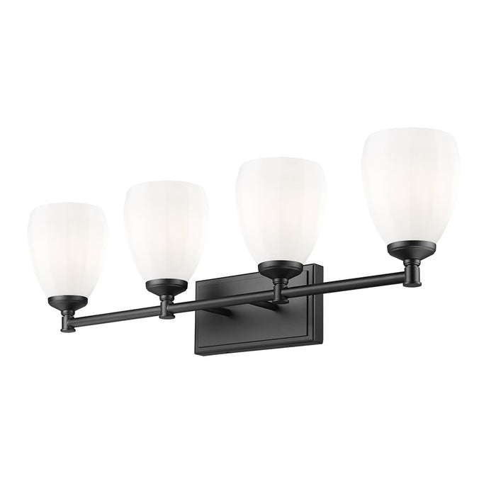 Z-Lite Oren 4 Light Vanity, Matte Black/Matte Opal