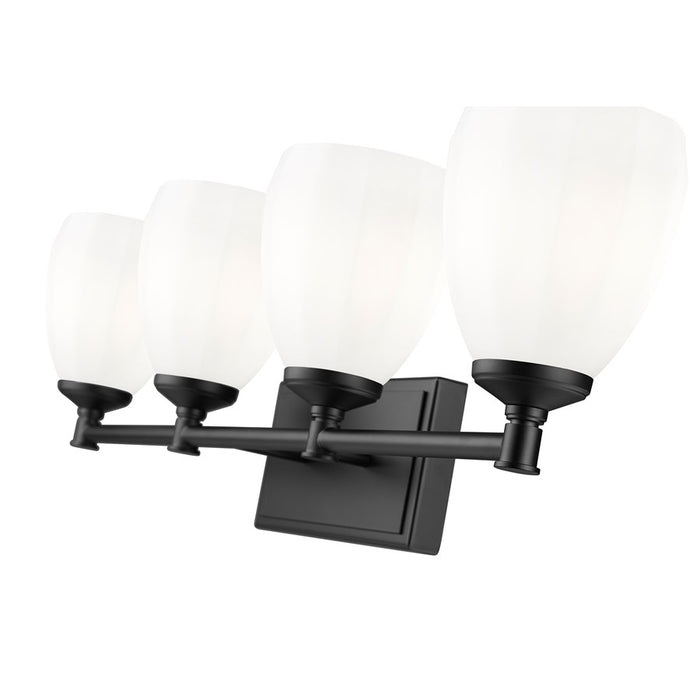 Z-Lite Oren 4 Light Vanity, Matte Black/Matte Opal