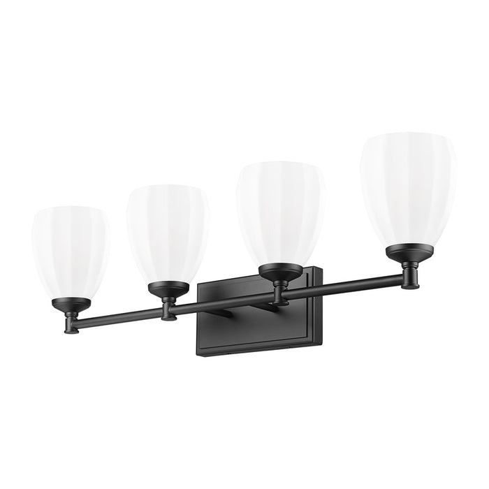 Z-Lite Oren 4 Light Vanity, Matte Black/Matte Opal