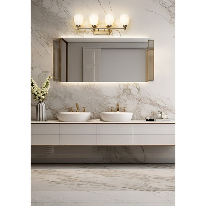 Z-Lite Oren 4 Light Vanity, Modern Gold/Matte Opal