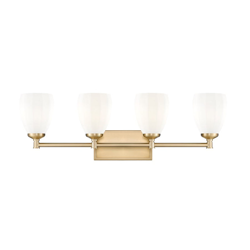 Z-Lite Oren 4 Light Vanity, Modern Gold/Matte Opal
