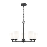 Z-Lite Oren 5 Light Chandelier, Matte Black/Matte Opal - 7004-5MB