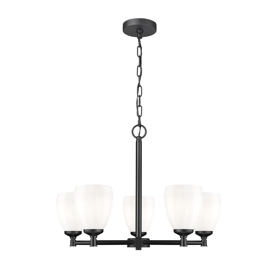 Z-Lite Oren 5 Light Chandelier, Matte Black/Matte Opal - 7004-5MB