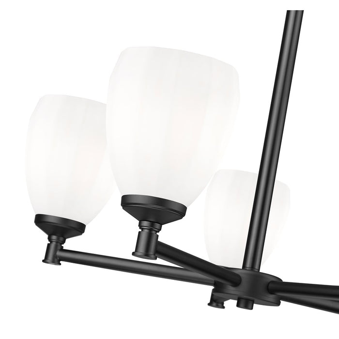 Z-Lite Oren 5 Light Chandelier, Matte Black/Matte Opal