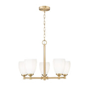 Z-Lite Oren 5 Light Chandelier, Modern Gold/Matte Opal - 7004-5MGLD