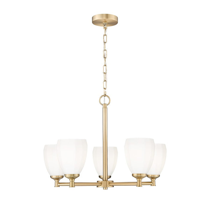 Z-Lite Oren 5 Light Chandelier, Modern Gold/Matte Opal - 7004-5MGLD