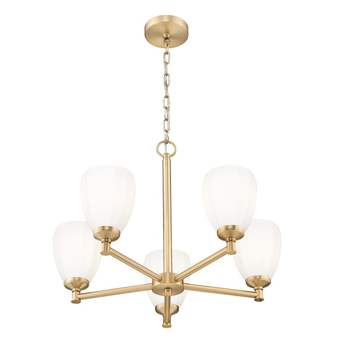 Z-Lite Oren 5 Light Chandelier, Modern Gold/Matte Opal