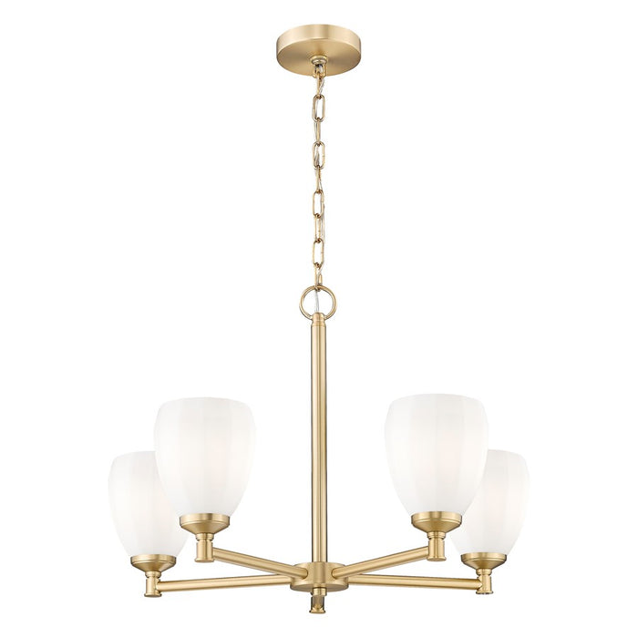 Z-Lite Oren 5 Light Chandelier, Modern Gold/Matte Opal