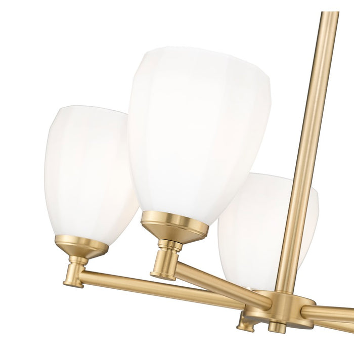 Z-Lite Oren 5 Light Chandelier, Modern Gold/Matte Opal