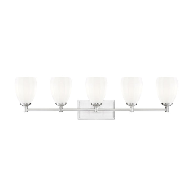 Z-Lite Oren 5 Light Vanity, Brushed Nickel/Matte Opal