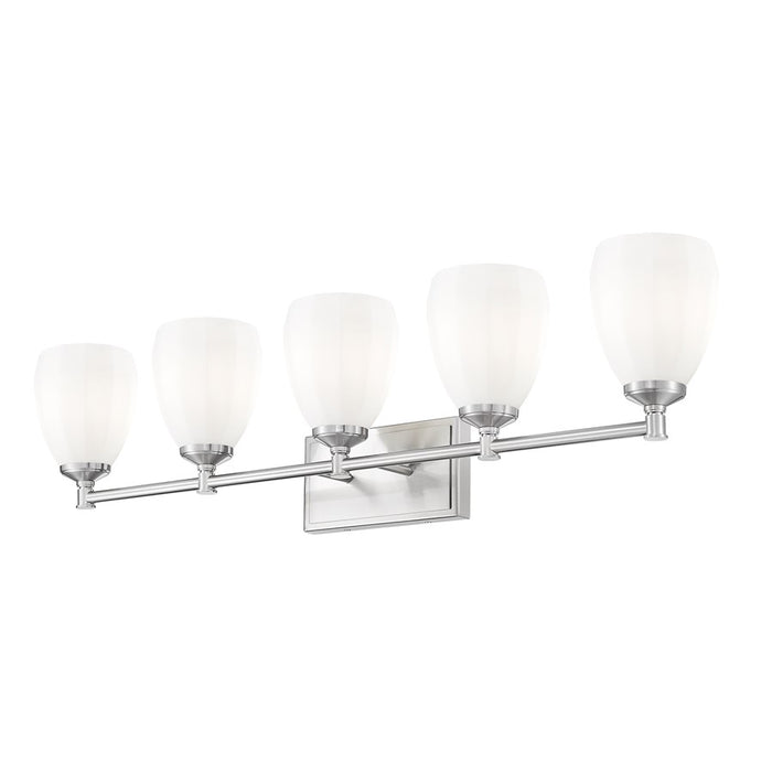 Z-Lite Oren 5 Light Vanity, Brushed Nickel/Matte Opal