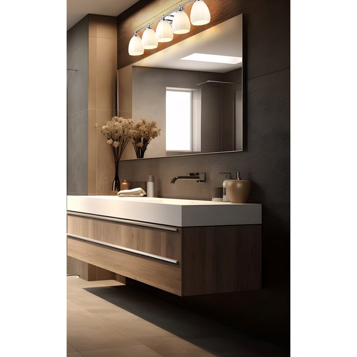 Z-Lite Oren 5 Light Vanity, Chrome /Matte Opal