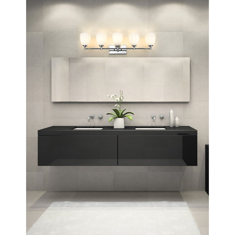 Z-Lite Oren 5 Light Vanity, Chrome /Matte Opal