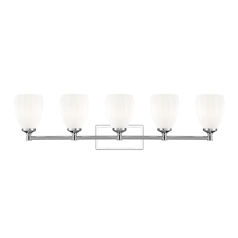 Z-Lite Oren 5 Light Vanity, Chrome /Matte Opal