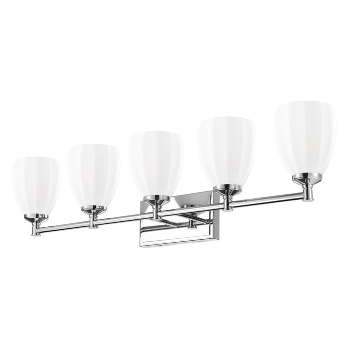 Z-Lite Oren 5 Light Vanity, Chrome /Matte Opal