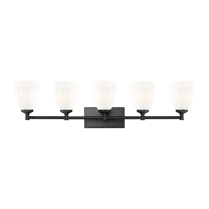 Z-Lite Oren 5 Light Vanity, Matte Black/Matte Opal