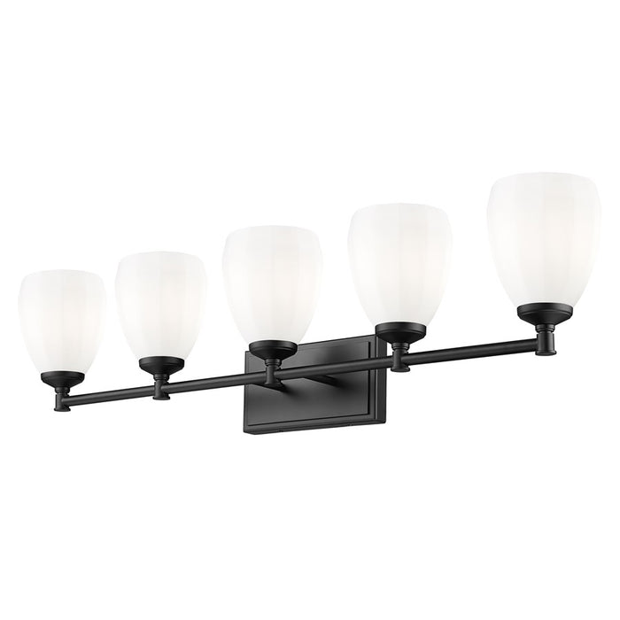 Z-Lite Oren 5 Light Vanity, Matte Black/Matte Opal