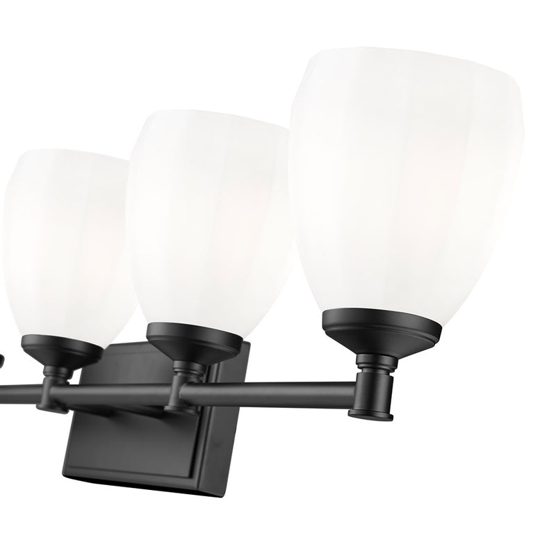 Z-Lite Oren 5 Light Vanity, Matte Black/Matte Opal