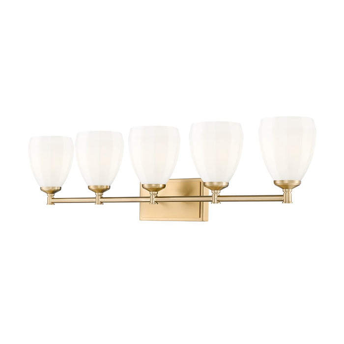 Z-Lite Oren 5 Light Vanity, Modern Gold/Matte Opal - 7004-5V-MGLD