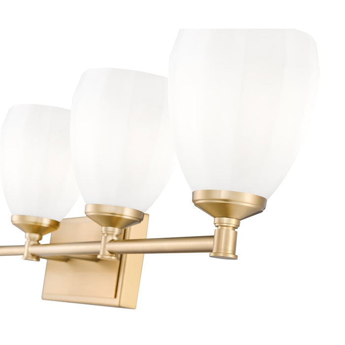 Z-Lite Oren 5 Light Vanity, Modern Gold/Matte Opal