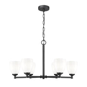 Z-Lite Oren 6 Light Chandelier, Matte Black/Matte Opal - 7004-6MB