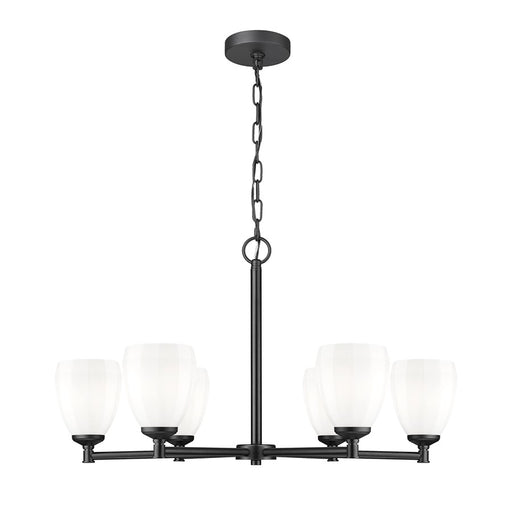 Z-Lite Oren 6 Light Chandelier, Matte Black/Matte Opal - 7004-6MB
