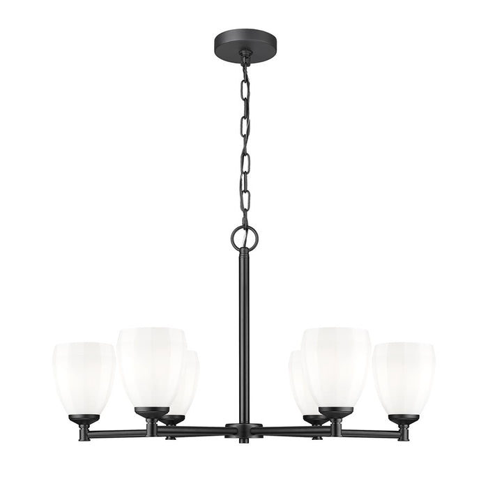 Z-Lite Oren 6 Light Chandelier, Matte Black/Matte Opal - 7004-6MB