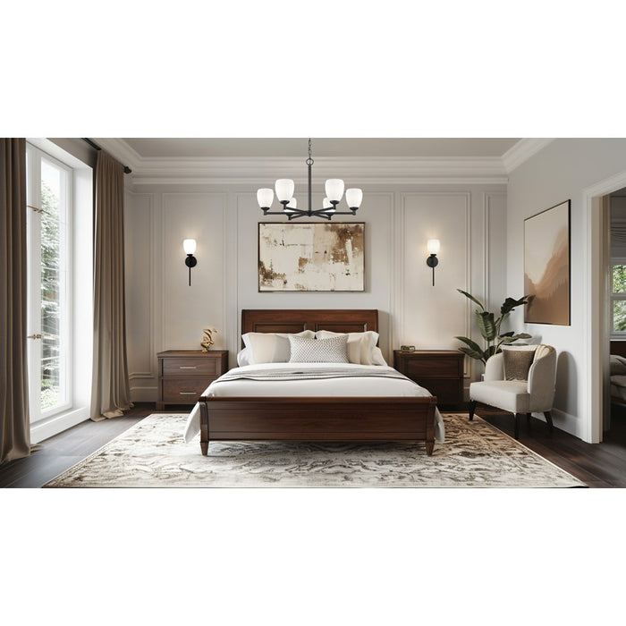 Z-Lite Oren 6 Light Chandelier, Matte Black/Matte Opal