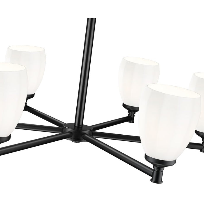 Z-Lite Oren 6 Light Chandelier, Matte Black/Matte Opal
