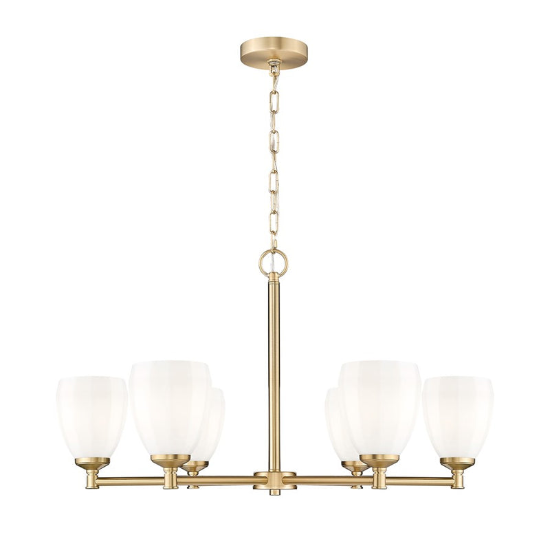 Z-Lite Oren 6 Light Chandelier, Modern Gold/Matte Opal - 7004-6MGLD