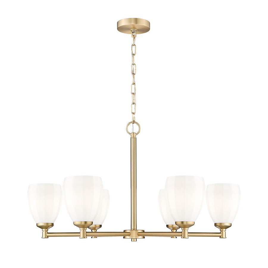 Z-Lite Oren 6 Light Chandelier, Modern Gold/Matte Opal - 7004-6MGLD