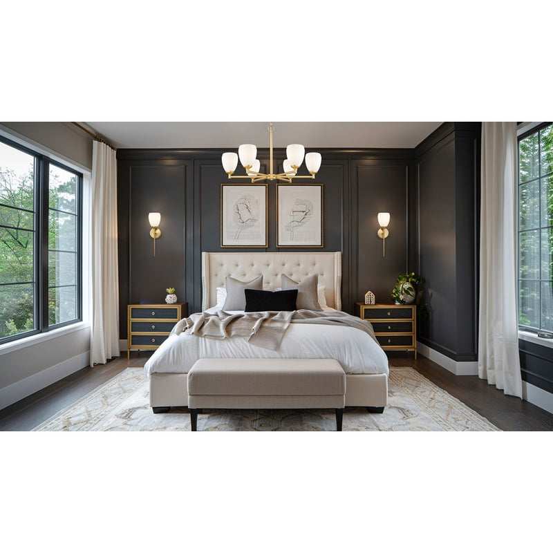 Z-Lite Oren 6 Light Chandelier, Modern Gold/Matte Opal