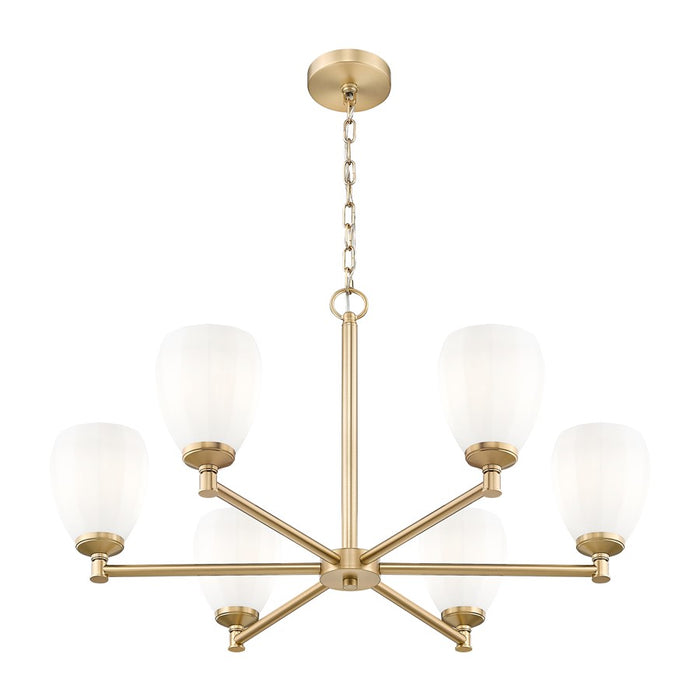Z-Lite Oren 6 Light Chandelier, Modern Gold/Matte Opal