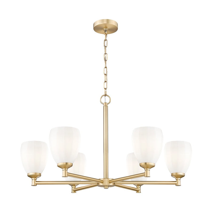 Z-Lite Oren 6 Light Chandelier, Modern Gold/Matte Opal