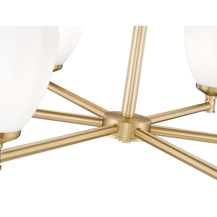Z-Lite Oren 6 Light Chandelier, Modern Gold/Matte Opal