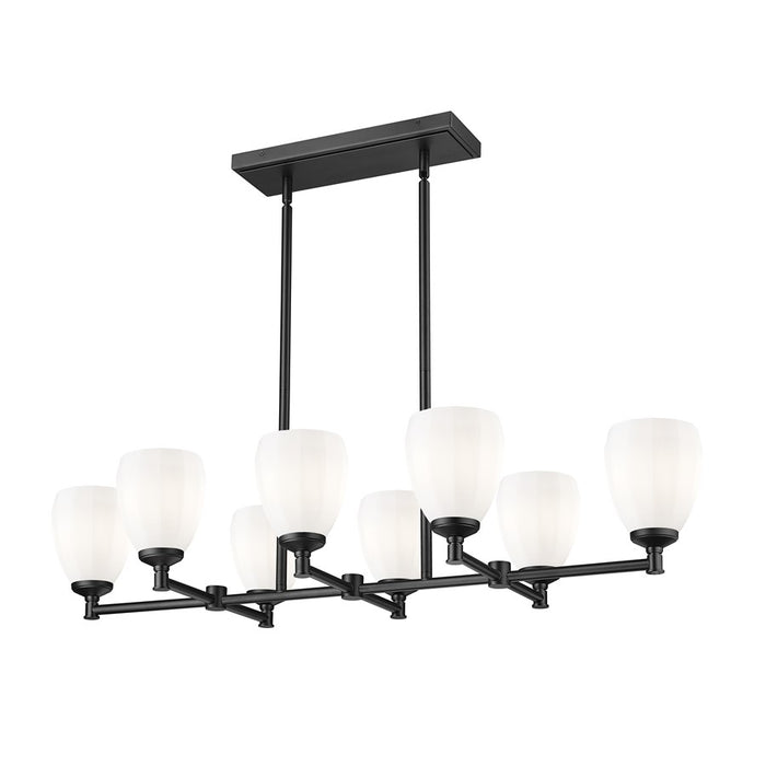 Z-Lite Oren 8 Light Linear Chandelier, Matte Black/Matte Opal - 7004-8L-MB