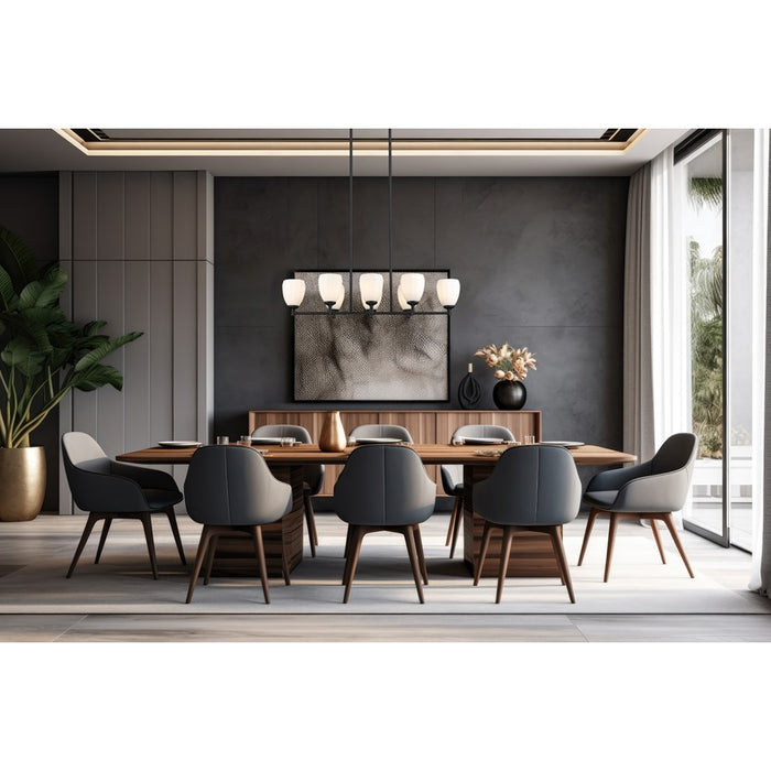 Z-Lite Oren 8 Light Linear Chandelier, Matte Black/Matte Opal